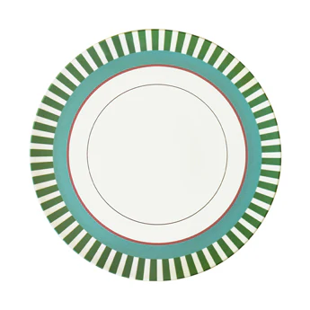 MITSUKO Dinner Plate Green Stripe Rim