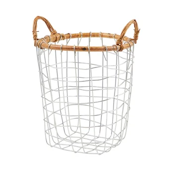 RATTAN TOP WIRE BASKET S